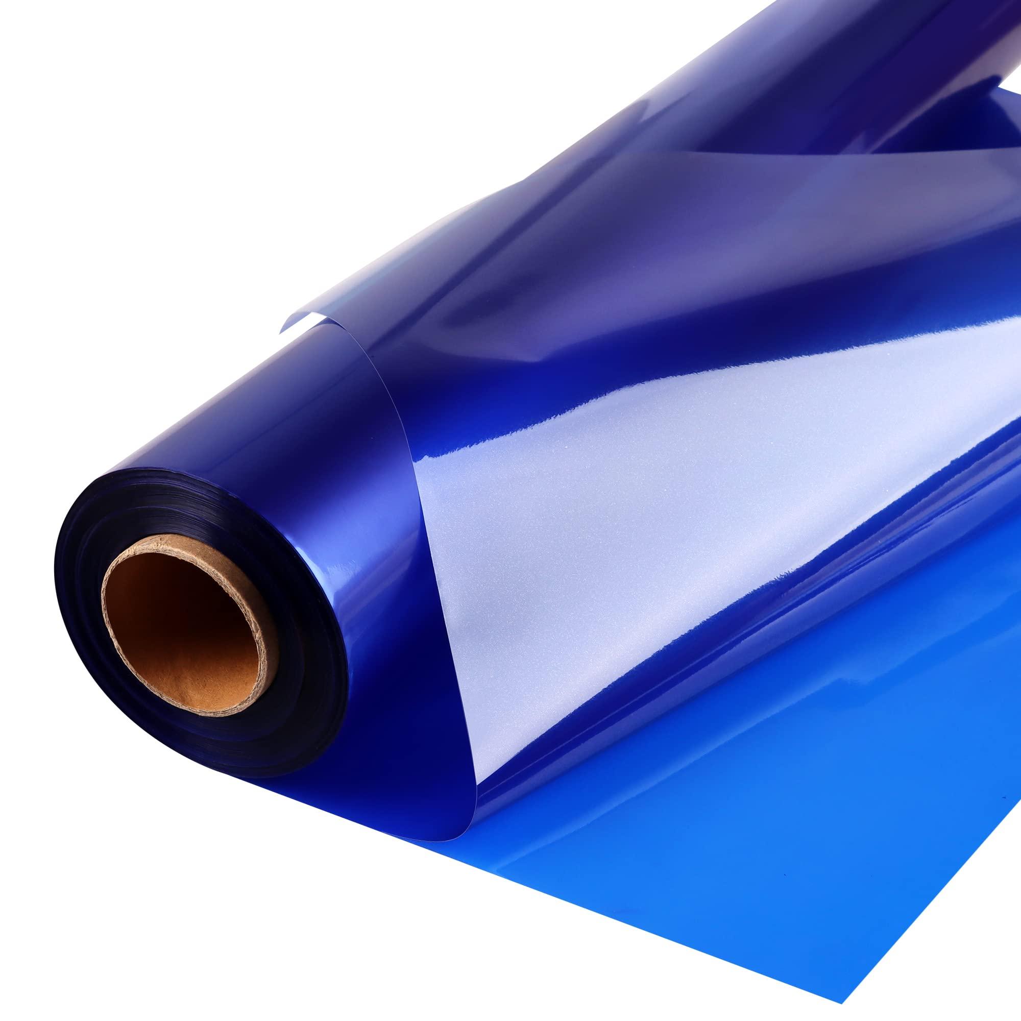 POPGIFTU POPGIFTU Blue Cellophane Wrap Roll | Unfolded 34in Wide X 100ft Long | 3Mil Thick Blue Transparent Paper | Gifts, Baskets,Treats, Cellophane Roll Blue | Colored Cellophane Roll