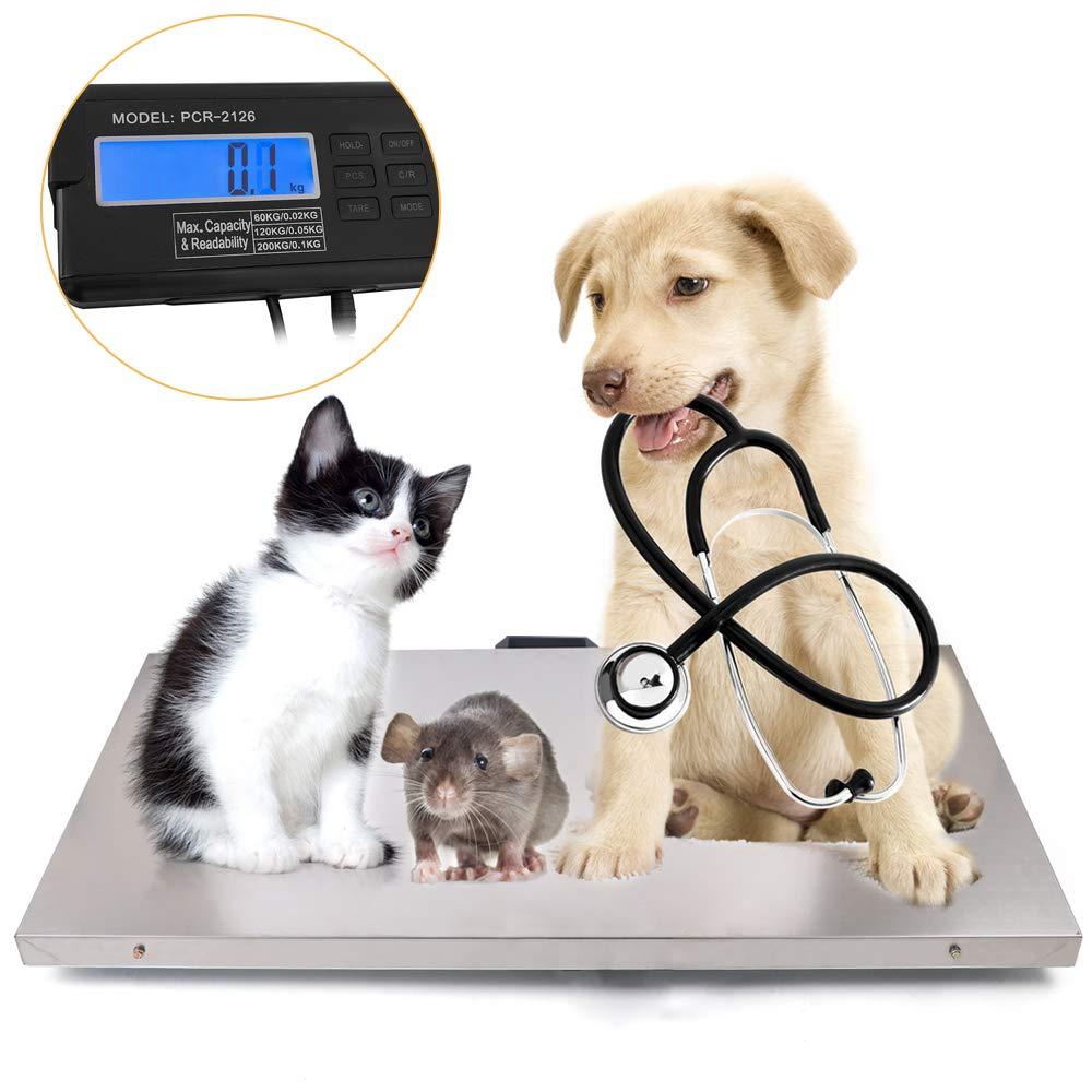 Veloqua Pet Scale, 440LB Digital Livestock Scale Vet Scale Stainless Steel Platform Electronic Scale Easy to Read LCD Screen for Weighing Large Animals Scale uesd in Home Pet Store Veterinary Hospital