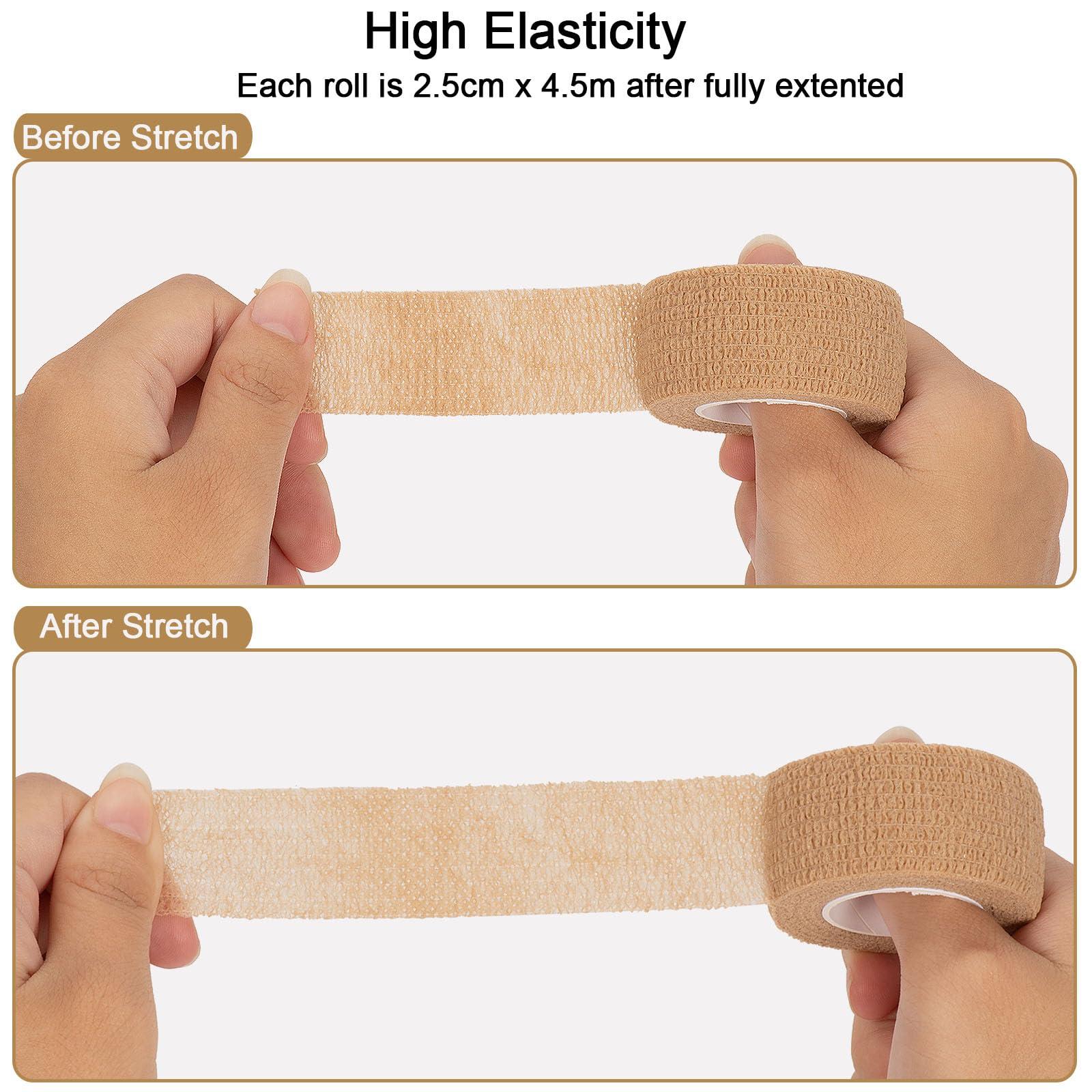 Sagafly 12 Pack Self Adhesive Bandage Wrap 1 Inch Cohesive Bandage Self Adherent Vet Wrap for Dog Pets Elastic Bandage Finger Tape Self Stick Wrap for First Aid Sports Injury Athletic Tape (Mixed Colors)