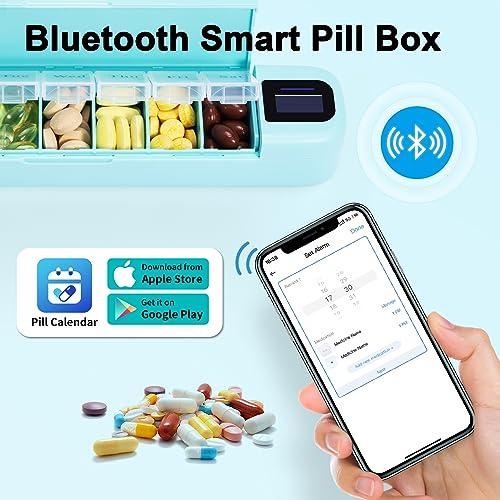 Odaro Odaro Electronic Pill Dispenser Medication Alarm - Weekly Travel Pill Case, 7 Day Pill Holder with APP, Once a Day Portable Pill Box Reminder for Elderly(Green)