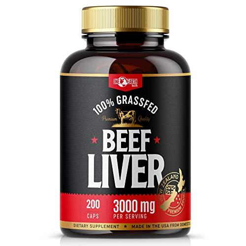 One Earth Health One Earth Health Beef Liver Capsules. 100% Grass Fed New Zealand Beef Liver. Pasture Raised. GMO and Filler Free. 200 Capsules (3,000mg Serving)