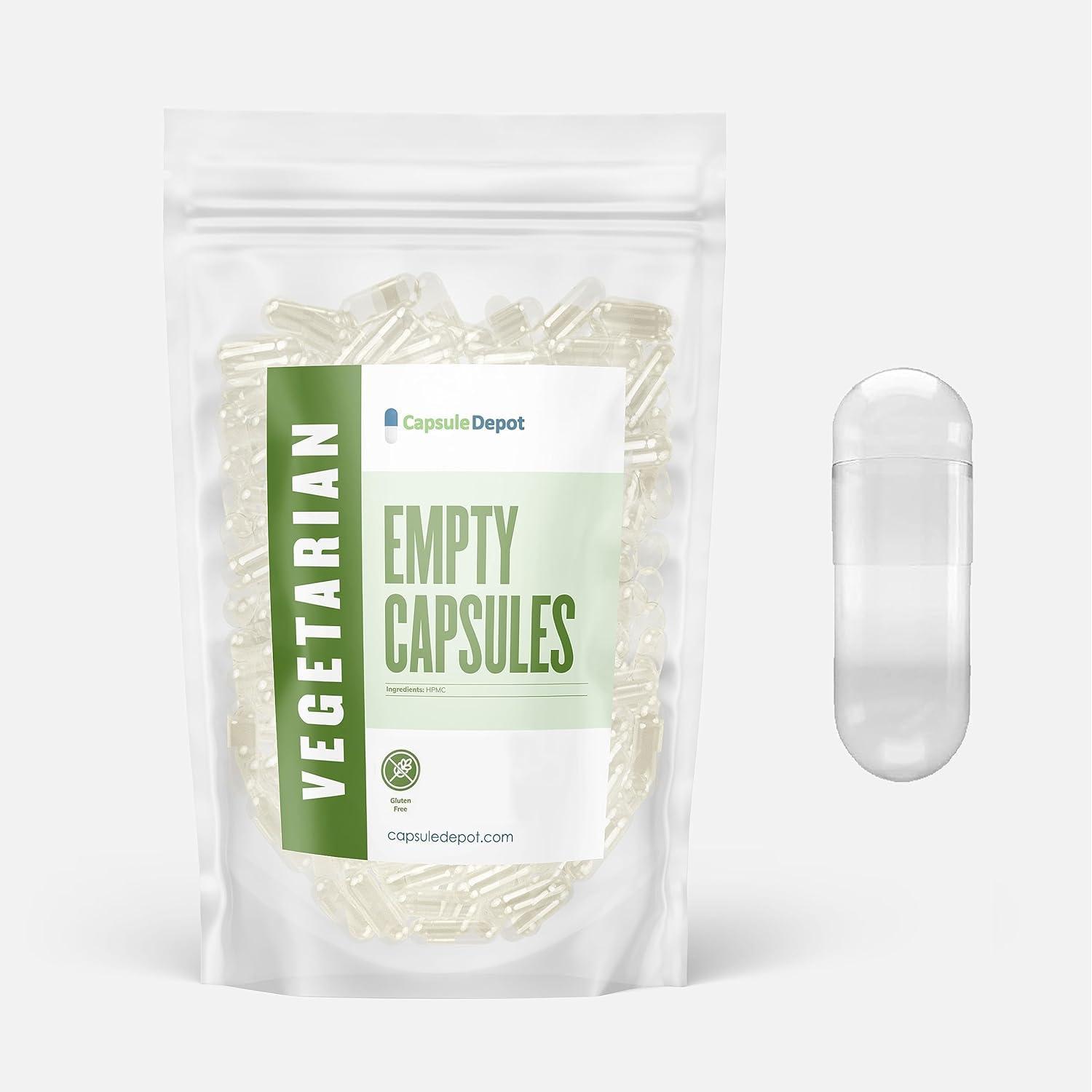 Capsule Depot Capsule Depot - Clear Size 1 Empty Capsules - 1000 Count Clear Empty Vegan Capsules - Vegetarian Empty Pill Capsules- DIY Vegetable Capsule Filling- Veggie Pill Capsules Empty Caps Pills