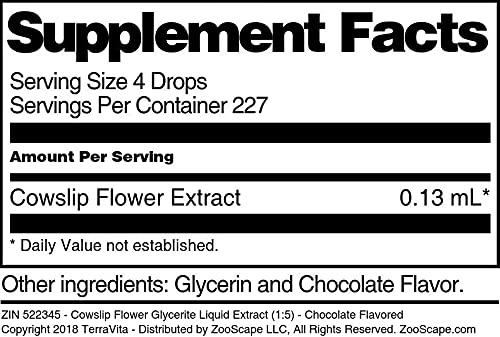 TerraVita Cowslip Flower Glycerite Liquid Extract (1:5) - Chocolate Flavored (1 oz, ZIN: 522345) - 3 Pack