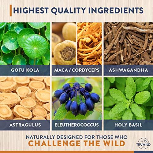 TruWild TruWild Adaptogen Blend with Cordyceps Maca Ashwagandha - Full Spectrum Mushroom Blend for Daily Support and Function All Natural Formula with 7 Key Ingredients 60 Capsules