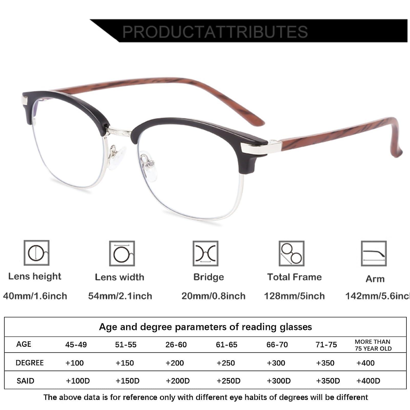 Generic Progressive Multifocal Reading Glasses, Men Photochromic Sunglasses, TR+Metal Frame+Wood Grain Temple (Color : Brown, Size : 2.75 x)