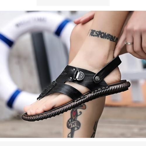 CLSQLXYJZC Men\'s Bunion Correction Sandals, Summer Comfy Flat Clip Toe Bunion Corrector Beach Walking Shoes, for Orthopedic Large Toe Bone Correction Sandals (Color : Black, Foot length : 25.5cm)