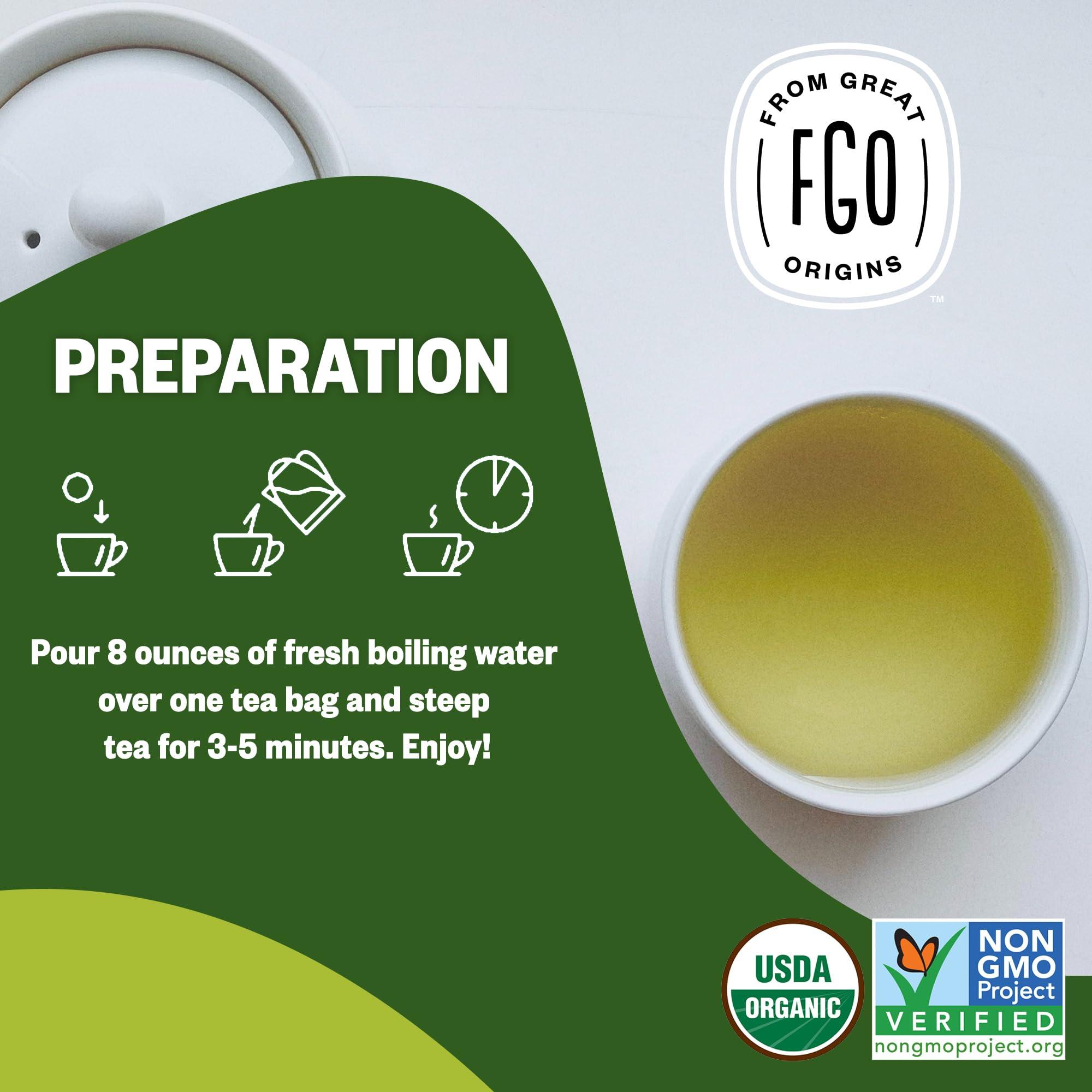 FGO FGO Organic Moroccan Mint Green Tea, 100 Count, Eco-Conscious Tea Bags, Resealable Bag, Packaging May Vary (Pack of 1)