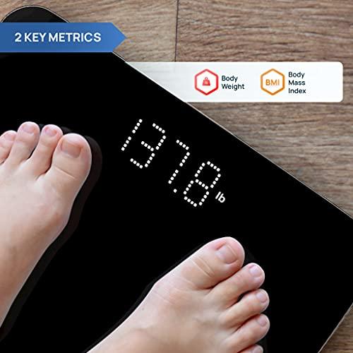inevifit INEVIFIT Smart Bathroom Scale, Highly Accurate Bluetooth Digital Bathroom Body Weight Scale, Precisely Measures Weight & BMI for Unlimited Users (S-Black)