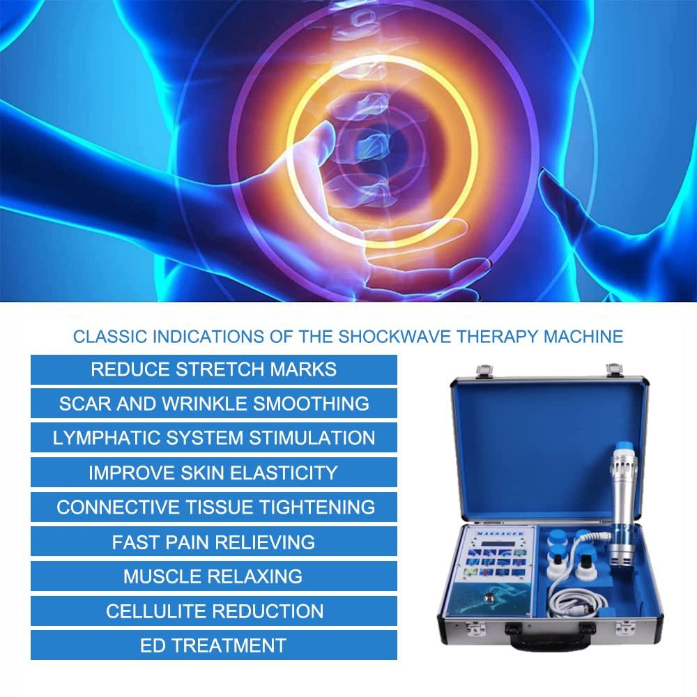 Shefmon Shockwave Therapy Machine, Effective Electromagnetic Extracorporeal E-D Shock Wave Therapy Machine Pain Relief Body Massager Muscle Relax Massage Gun with 7 Massage Heads