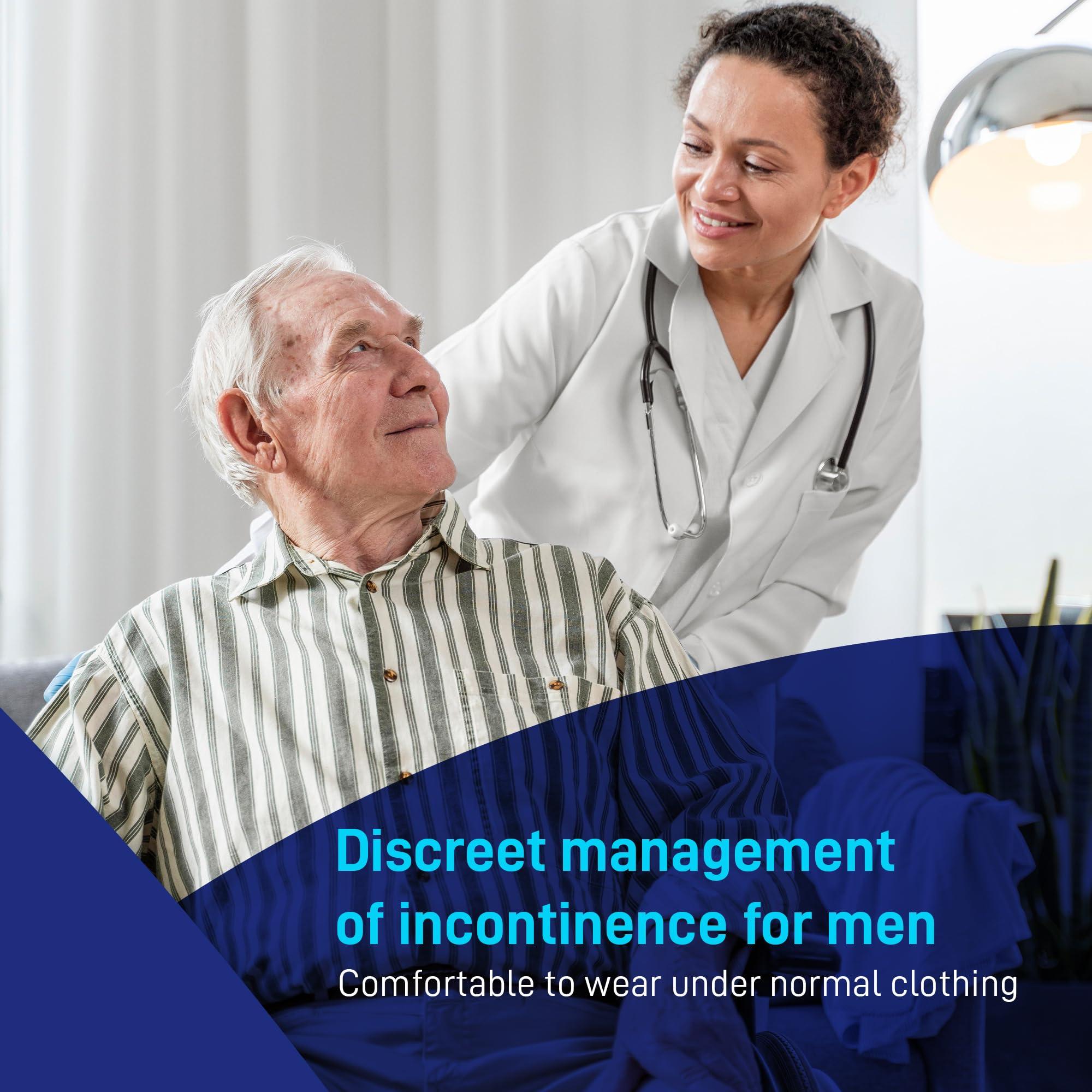 Arcus Medical Afex Male Incontinence Management System - Incontinence Underwear with Low Receptacle Design for Long-Term Sitting - Includes Boxer Briefs, 500 ml Collection Bag, Cleanser & Cleaning Container - L