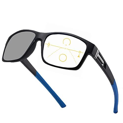progressive multifocal Safety Glasses with Readers photochromic Sport Magnifying Safety Reading Goggles for Men Women blue 3.25 multiplier x