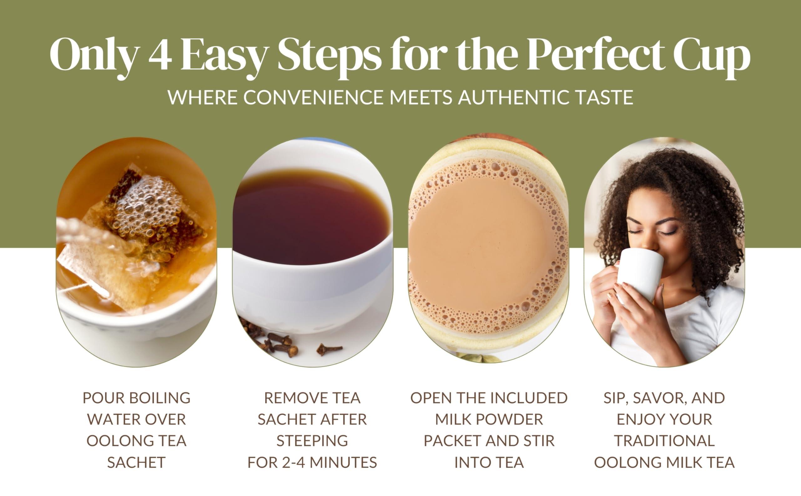 AWAS TEA AWAStea (iTQi Award) TIEGUANYIN OOLONG INSTANT MILK TEA Kit - Single Box of 6 Servings - - BLACK TEA OOLON TEA BOBA MILK TEA