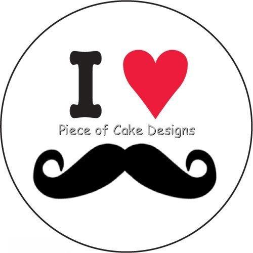 Quantumchaos Media 1/4 Sheet ~ I Love Mustache ~ Edible Cake/Cupcake Topper!!!