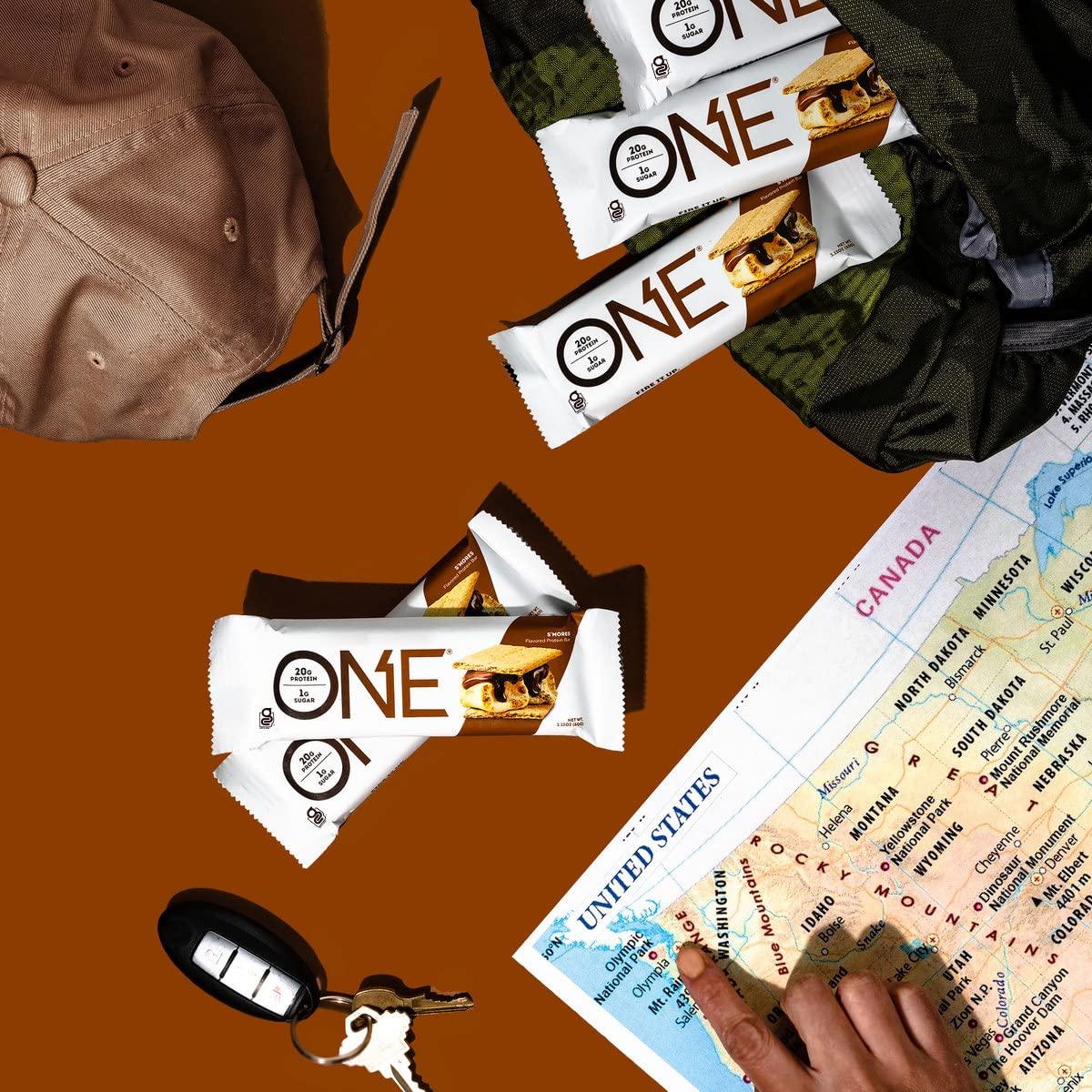 ONE ONE Protein Bars, Peanut Butter Cup, Gluten Free Protein Bar with 20g Protein and only 1g Sugar & Protein Bars, Smores, Gluten Free Protein Bars with 20g Protein and only 1g Sugar