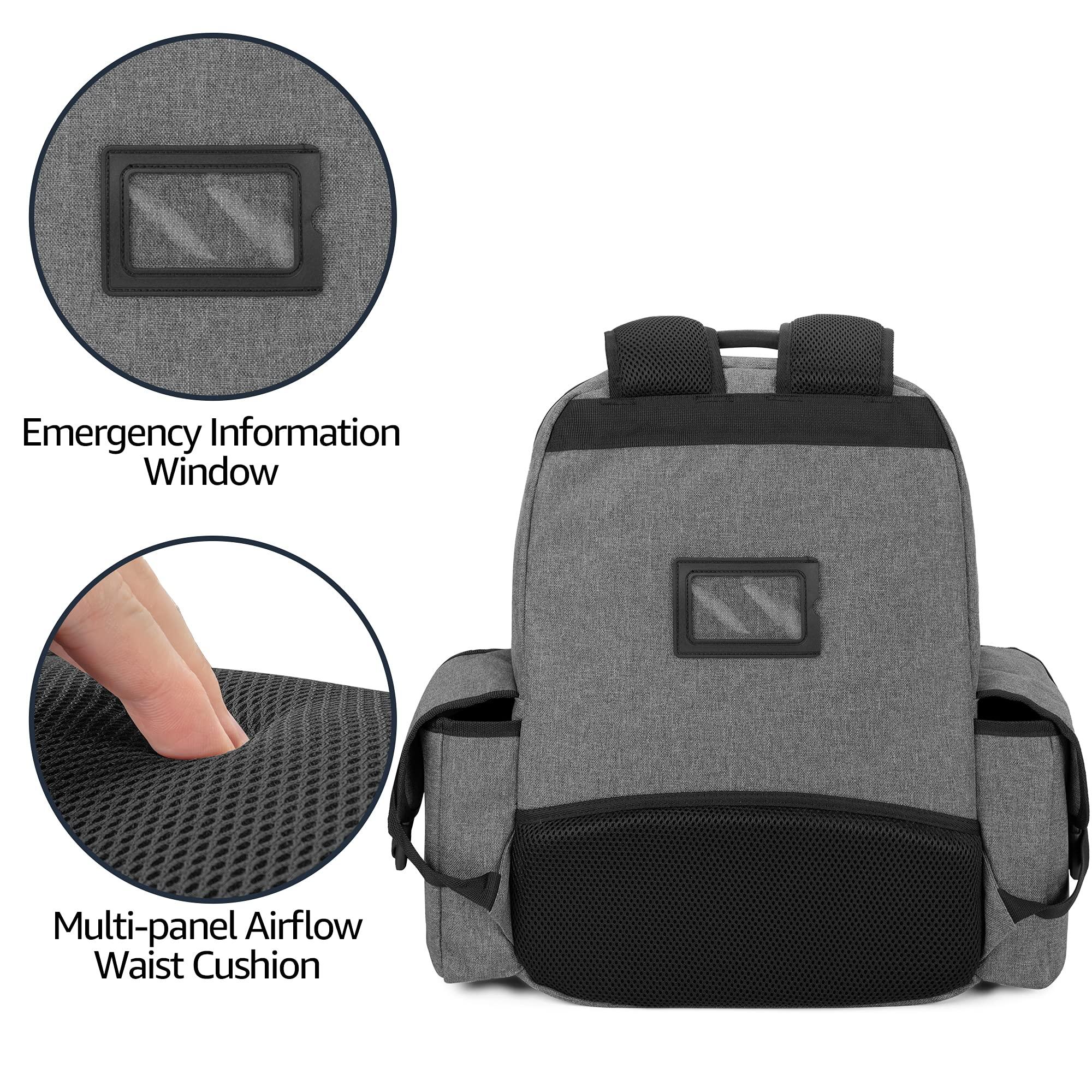 CURMIO CURMIO Emergency Medical Backpack Empty, First Responder EMT Bag for EMS, Camping, Hiking, Home Health, Field Trips, Gray (Bag Only, Patented Design)