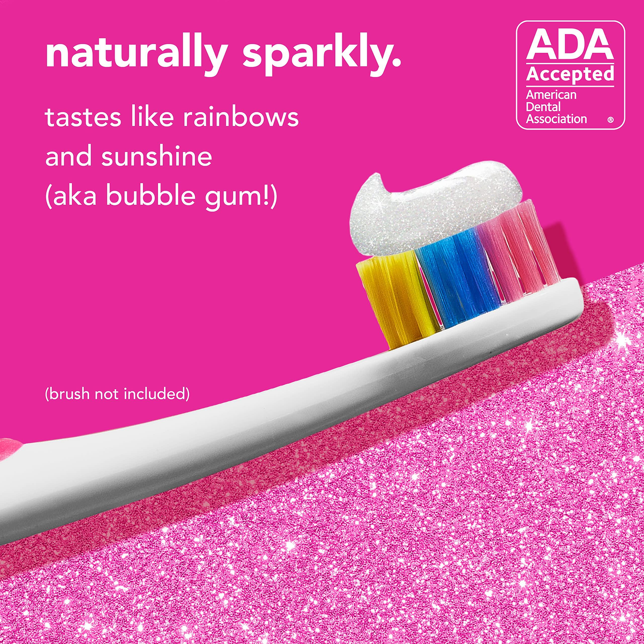 hello hello Unicorn Sparkle Kids Fluoride Toothpaste, Natural Bubble Gum Flavor, ADA Approved & Naturally Whitening Fluoride Toothpaste, Natural Peppermint Flavor and Tea Tree Oil
