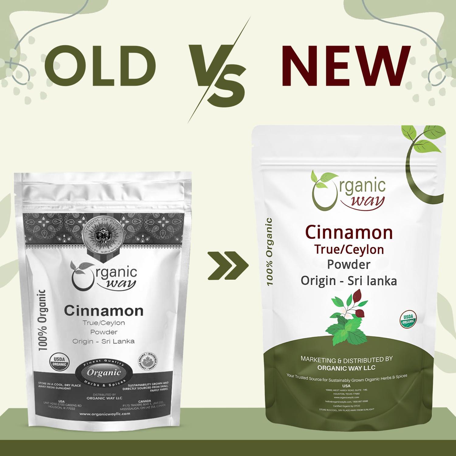 Organic Way Organic Way True Ceylon Cinnamon Powder - Kosher & USDA Certified | Raw, Vegan, Non-GMO & Gluten Free | Freshly Grounded Premium Cinnamon | Resealable Bag | 100% Raw from Sri Lanka (1/2LBS / 8Oz)