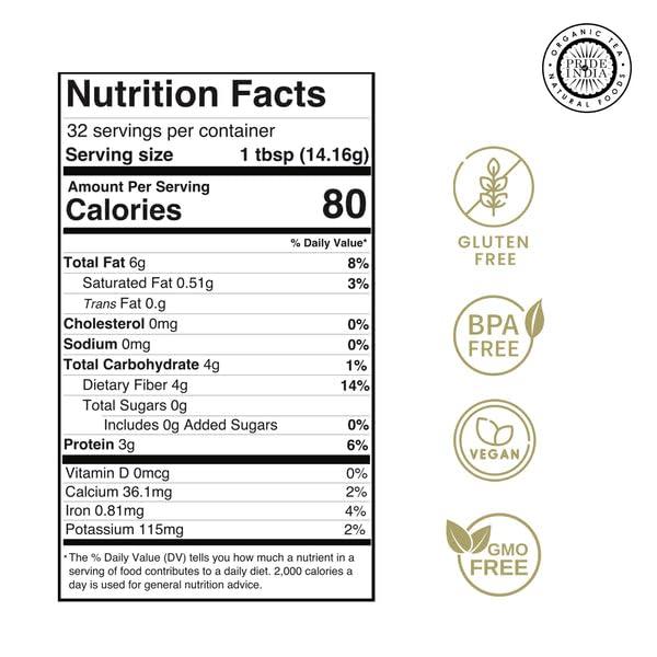 Pride Of India Pride of India - PACK of 6 - Flax Meal Flour 1 lbs (454 gm) Nutty Earthy Taste Freshly Milled in Small Batches | Used for Baking Coating Thickening | Prepare Muffins Pancakes Smoothies Pudding Salads