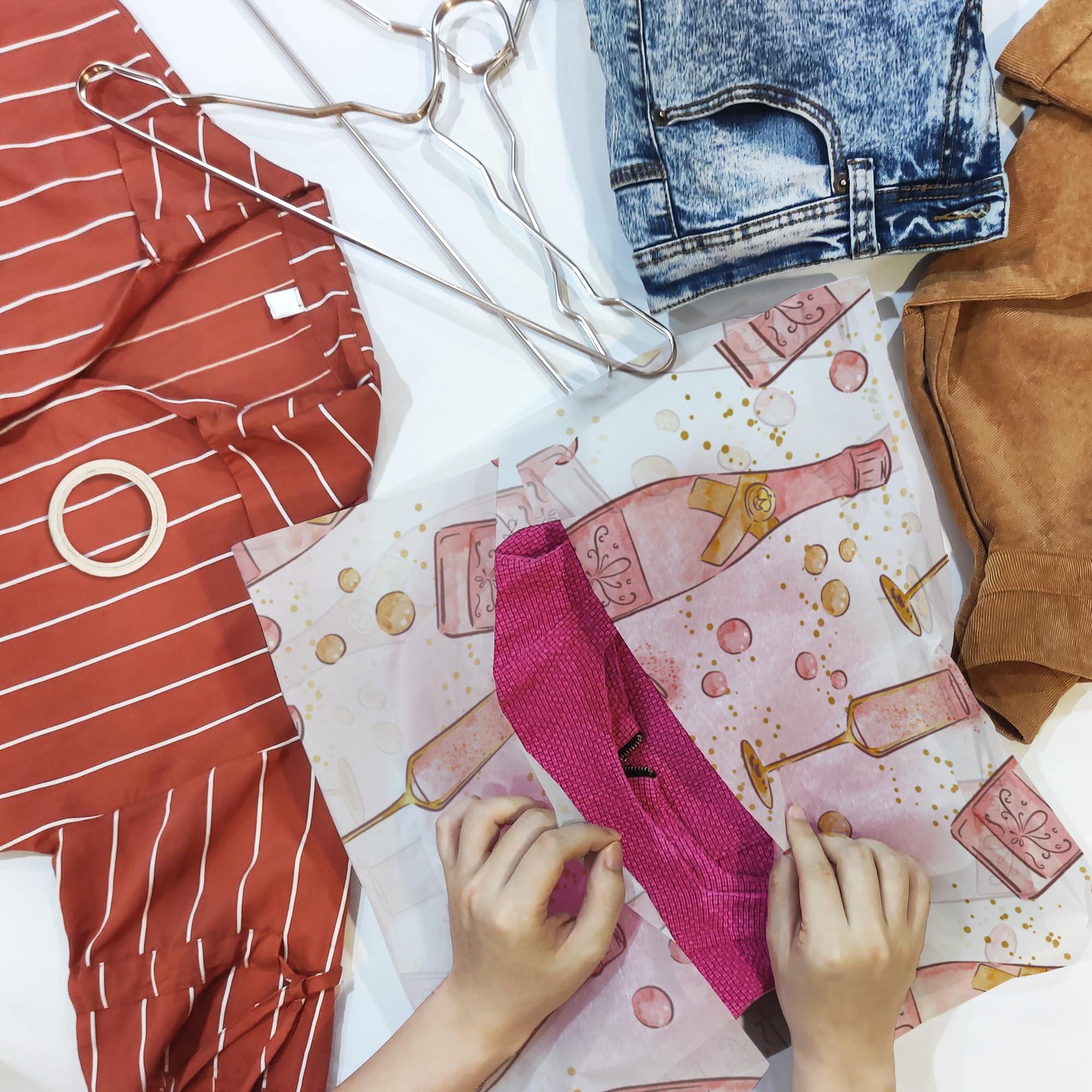 Pro Supply Global Champagne Bottles Printed Tissue Paper for Engagement Gift Bags or Boxes and Wrapping - Bulk Decorative Art Tissue Paper for Wedding Packaging and Gifting | 24 Sheets 20\" x 30\"