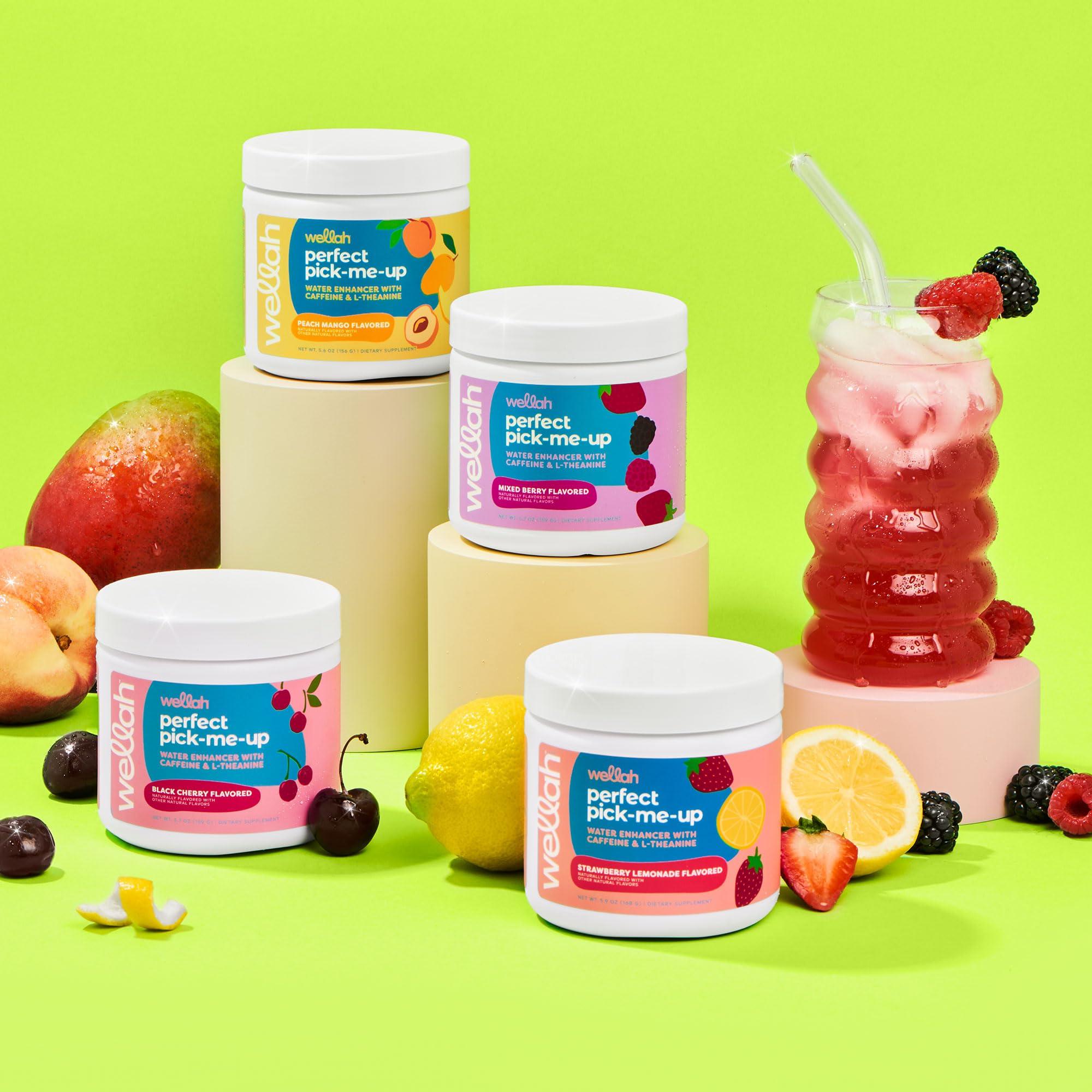 Wellah Wellah Perfect Pick-Me-Up (Mixed Berry) 30 Servings - Energy Boost Drink Mix