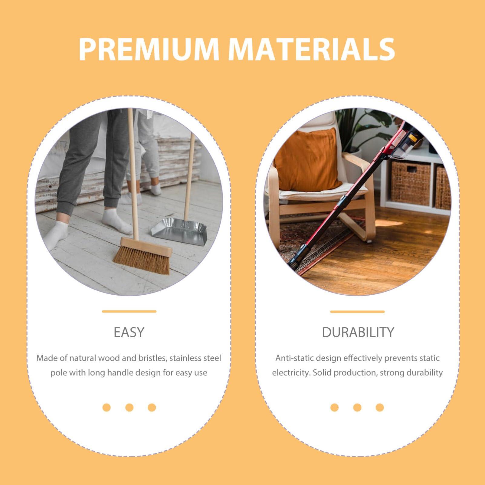 Angoily Bristle Broom Wooden Broom Wood Broom Indoor Broom Wooden House Broom Household Broom Hardwood Floor Broom Outdoor Broom Kitchen Broom Hair Broom Wood Sweeper Broom for Sweeping