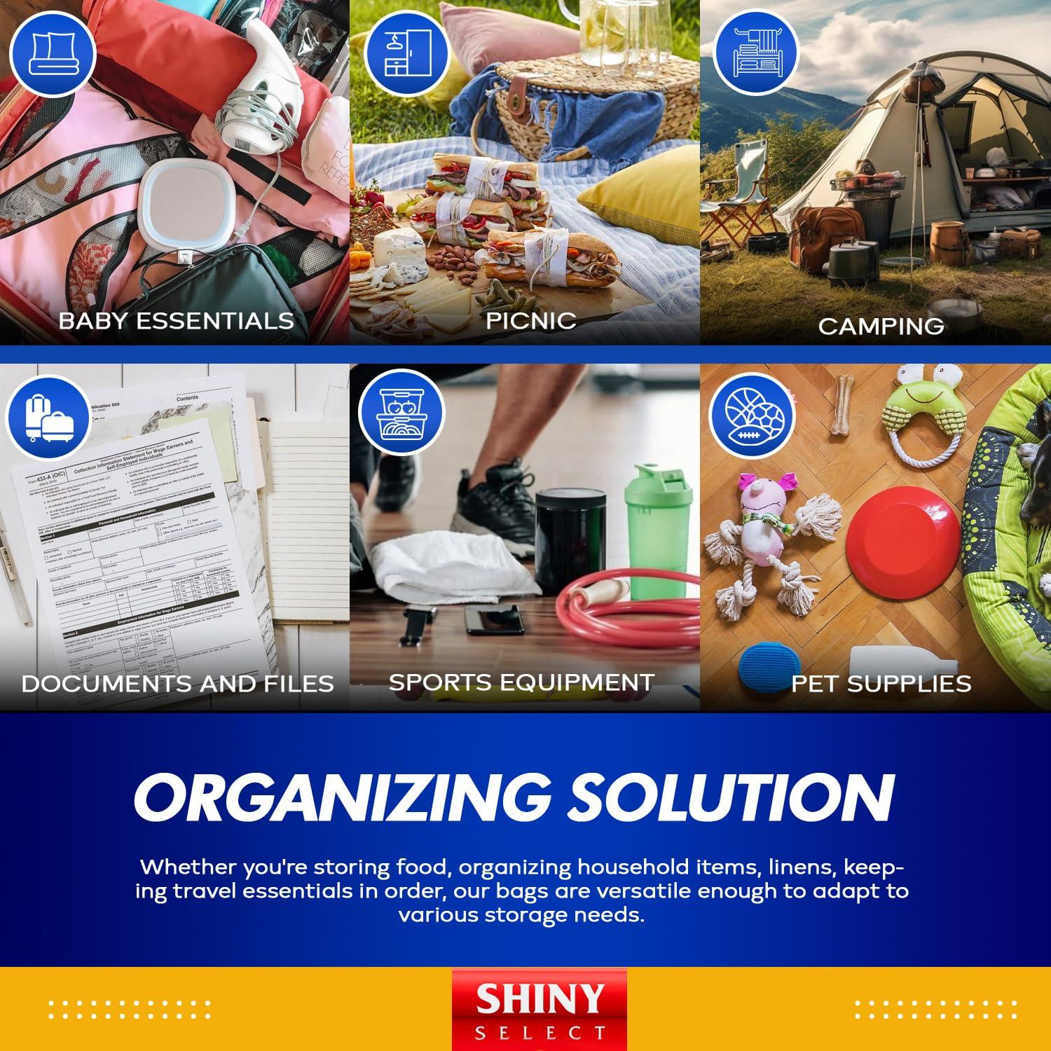 SHINY SELECT Extra Large Plastic Storage Bags With Zipper Top 3 Gallon 16\" x 18\" Jumbo Size Bag Heavy Duty 3 Mil Thick Clear X-Large Big Zip Bags for Food Freezer Clothes Travel Moving (12)