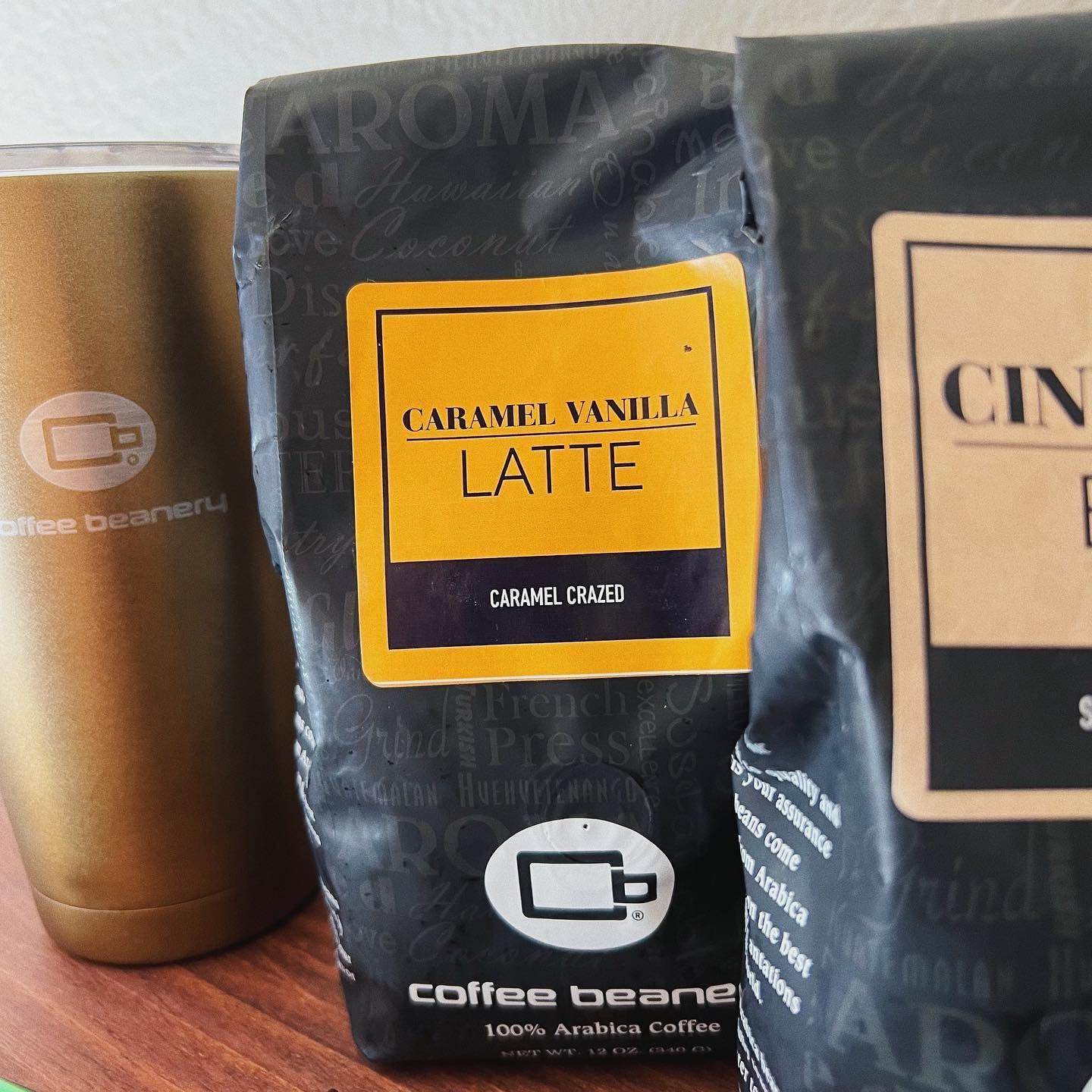 Coffee Beanery Caramel Vanilla Latte Coffee by Coffee Beanery | 12oz Flavored Coffee Ground Medium Roast Coffee| 100% Specialty Arabica Coffee Ground | Gourmet Coffee | Flavored Ground Coffee Medium Roast