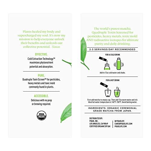 PIQUE Pique Organic Sun Goddess Matcha - Ceremonial Grade Matcha Green Tea Powder, Supports Radiant Skin, Calm Energy - 28 Single Serve Sticks (Pack of 1)