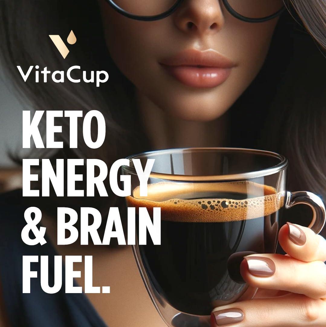 VitaCup VitaCup Genius Ground Keto Coffee w/Turmeric, MCT Oil, B Vitamins, D3, Ground Coffee Medium Dark Roast, Bold & Smooth, 100% Arabica Coffee Grounds, 4 bags, 11oz each