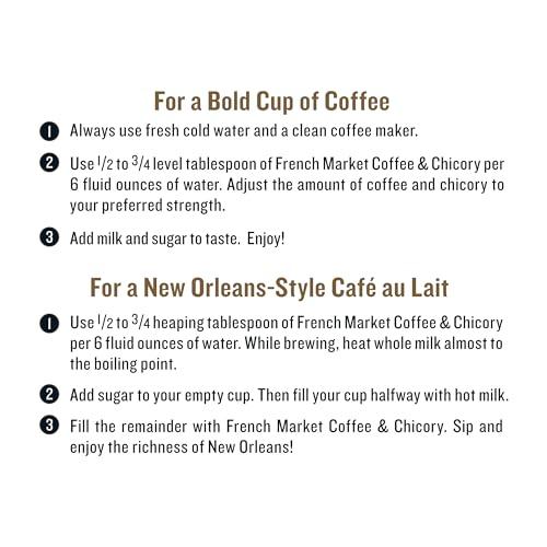 FRENCH MARKET French Market Coffee, Coffee and Chicory, Dark Roast Ground Coffee, 12 Ounce Can 3 Count (Pack of 2)