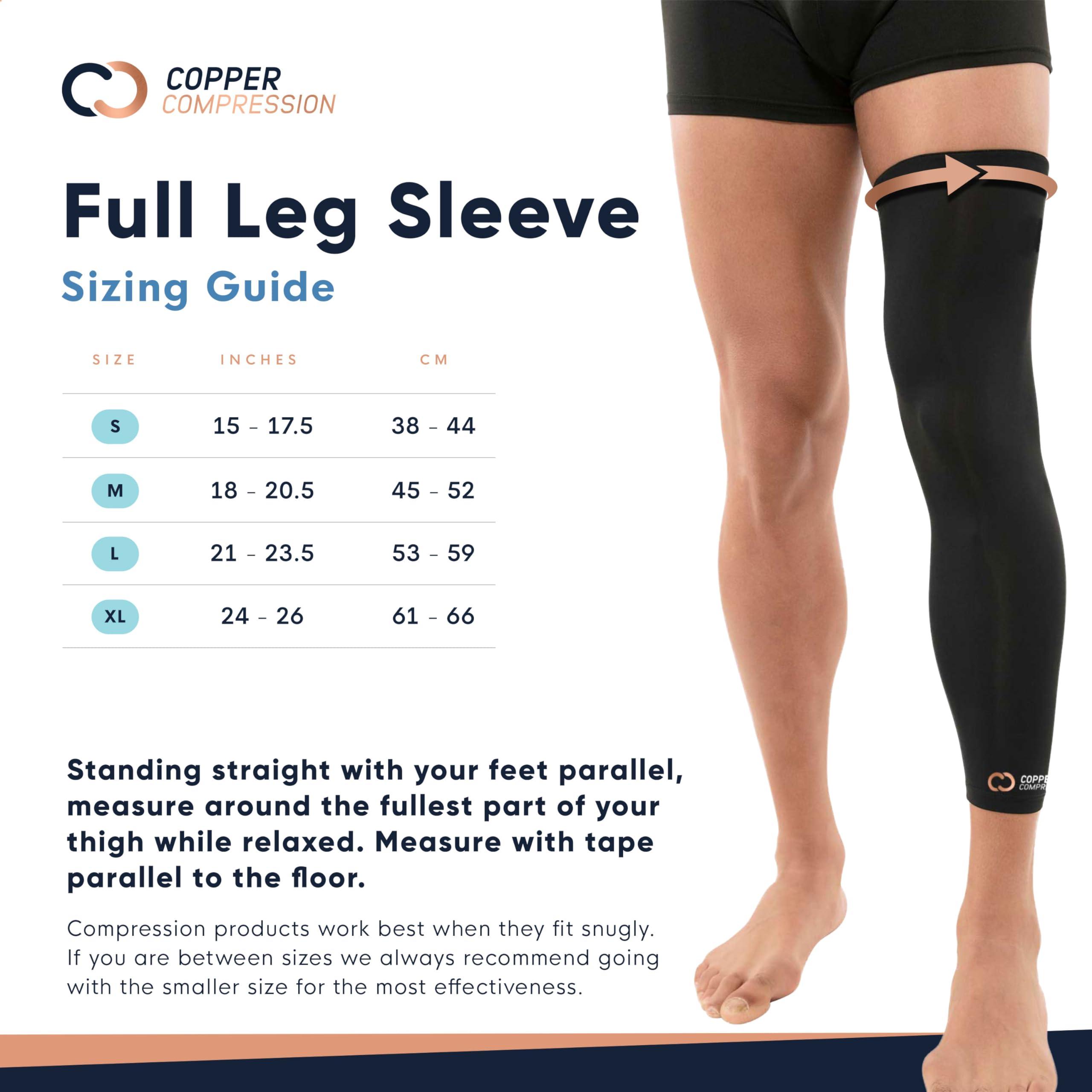 Copper Compression Copper Compression Leg Compression Sleeve - Copper Infused Knee Stabilizer Brace for Running, Meniscus Tear, ACL, MCL, Arthritis, Joint Pain Relief - Thigh & Calf Support for Men & Women - Black - M