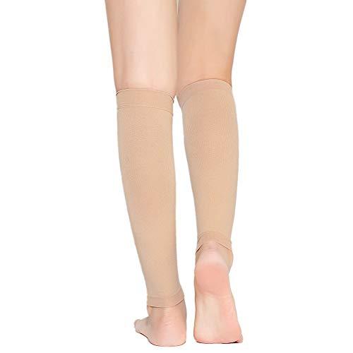 TOFLY TOFLY® Calf Compression Sleeve for Men & Women, 1 Pair, Footless Compression Socks 20-30mmHg for Leg Support, Shin Splint, Pain Relief, Swelling, Varicose Veins, Maternity, Nursing, Travel, Beige 5XL
