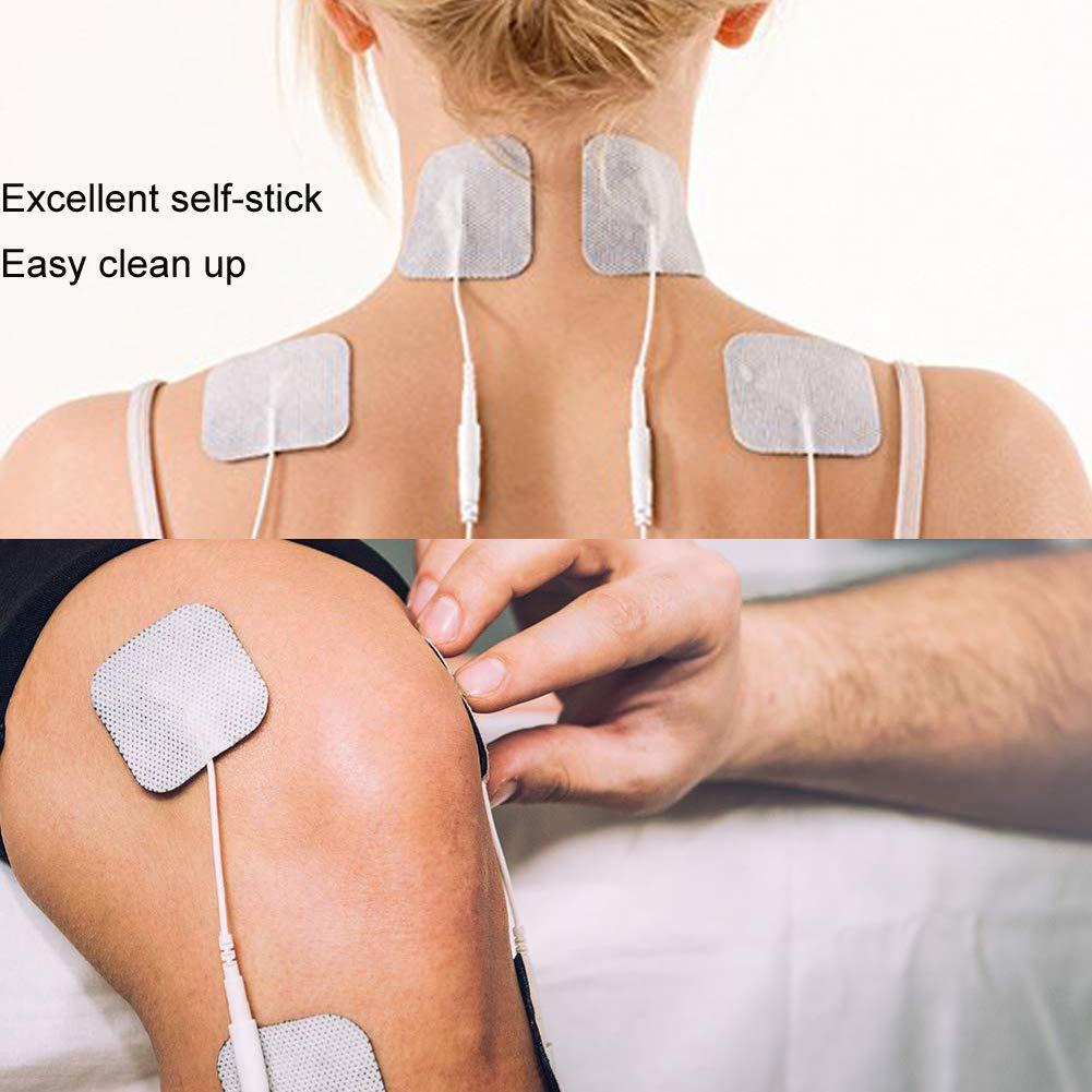 LSIKA-Z TENS Unit Pads 40 Pcs Wired Self-Adhesive Electrodes Premium Replacement Pads for TENS Units - 2x2 Inches (2x2-40Pcs)