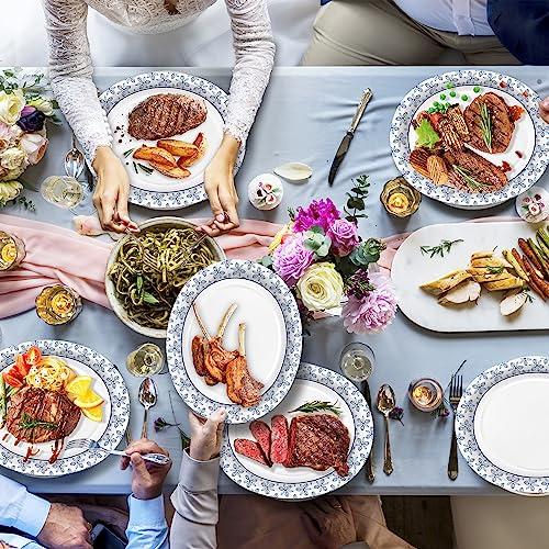 VEIZEDD VEIZEDD 50 Pcs Oval Paper Plates 12 x 10 in Large Disposable Dinner Platters Heavy Duty for Holidays,BBQs,Birthdays Party,Celebration