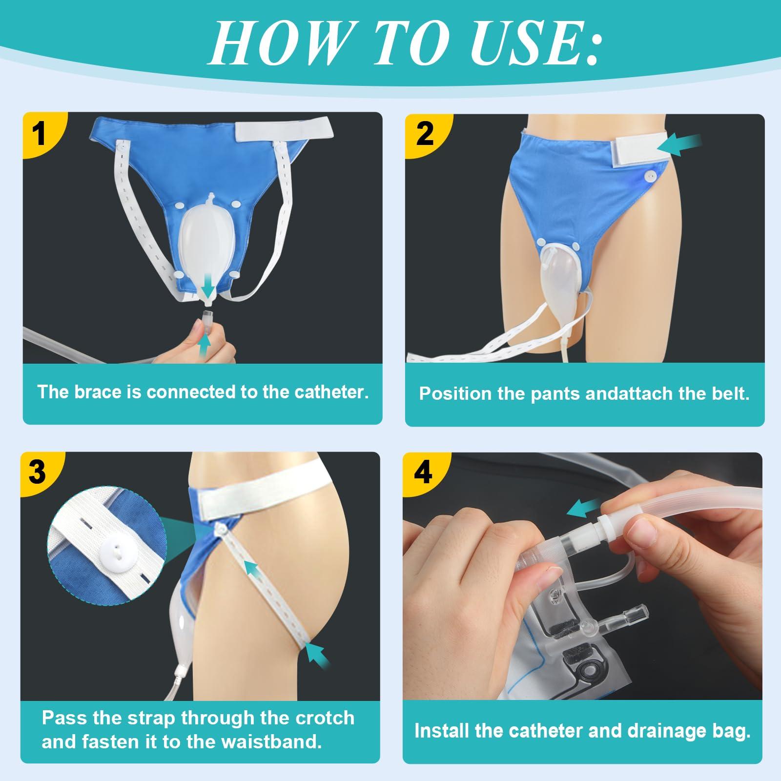 Col-Pary Urine Collection Bag Condom Catheters for Men Reusable Portable Wearable Urinary Drainage with 2 Urine Catheter Bag System (Blue-Elderly Men)