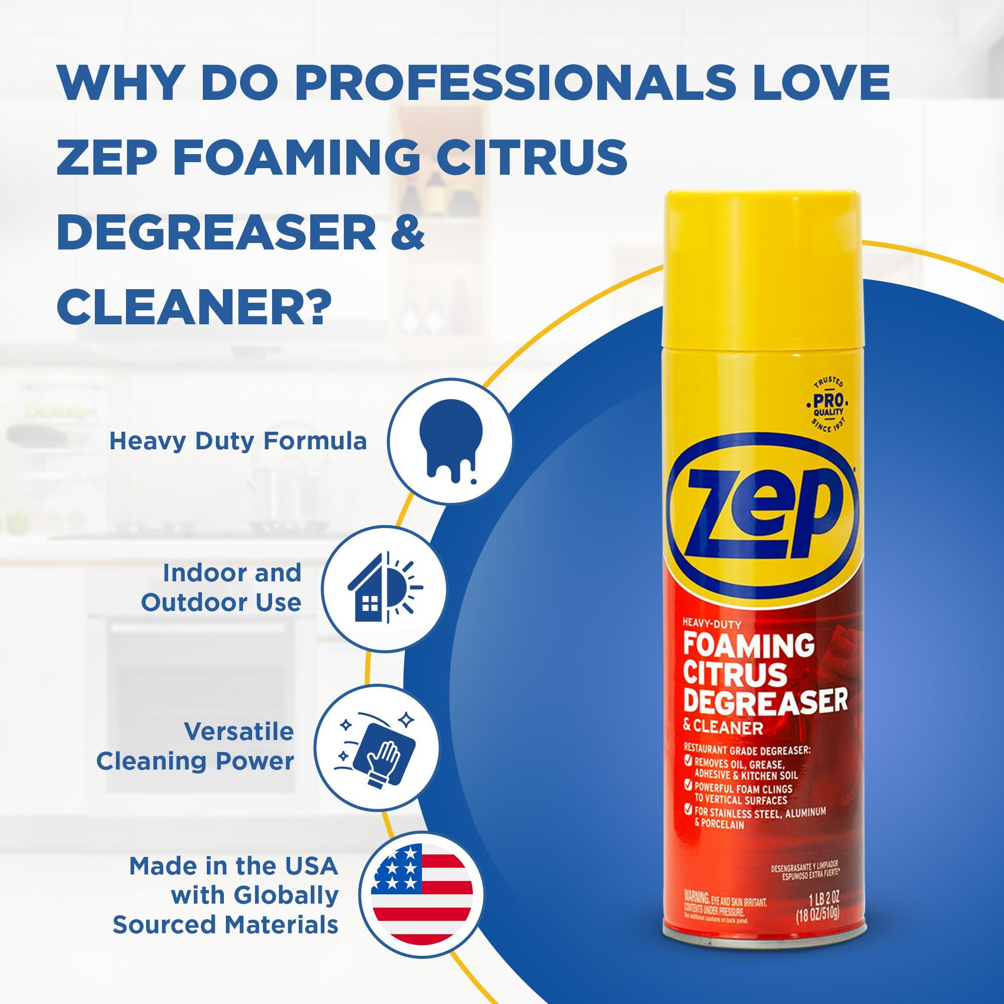 Zep Zep Heavy-Duty Foaming Citrus Degreaser & Cleaner - 18 Oz. (Case of 6) - ZUHFD186 - Pro-Trusted Citrus Formula Cuts Through Grease & Grime with Ease