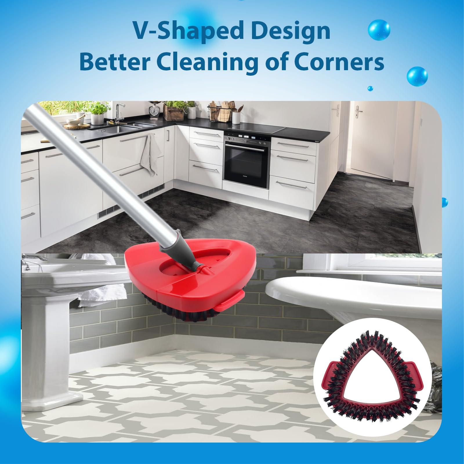 WAKAYOYO Spin Mop Scrub Brush for RinseClean 2 Tank System, Floor Scrubber Brush Head Replacement, Triangle Hard Bristle Cleaning Brush for Bathroom Kitchen Pool, Glass and Tile Walls