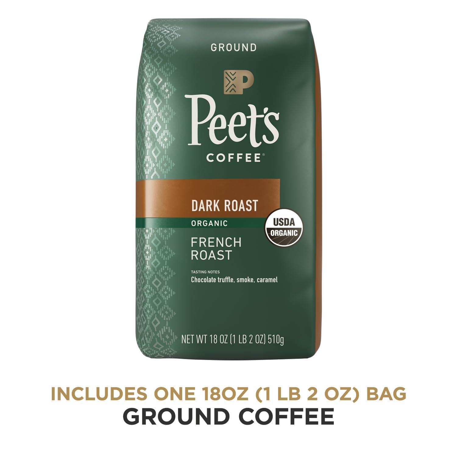 Peet's Coffee Peet\'s Coffee, USDA Organic Dark Roast Ground Coffee - French Roast 18 Ounce Bag