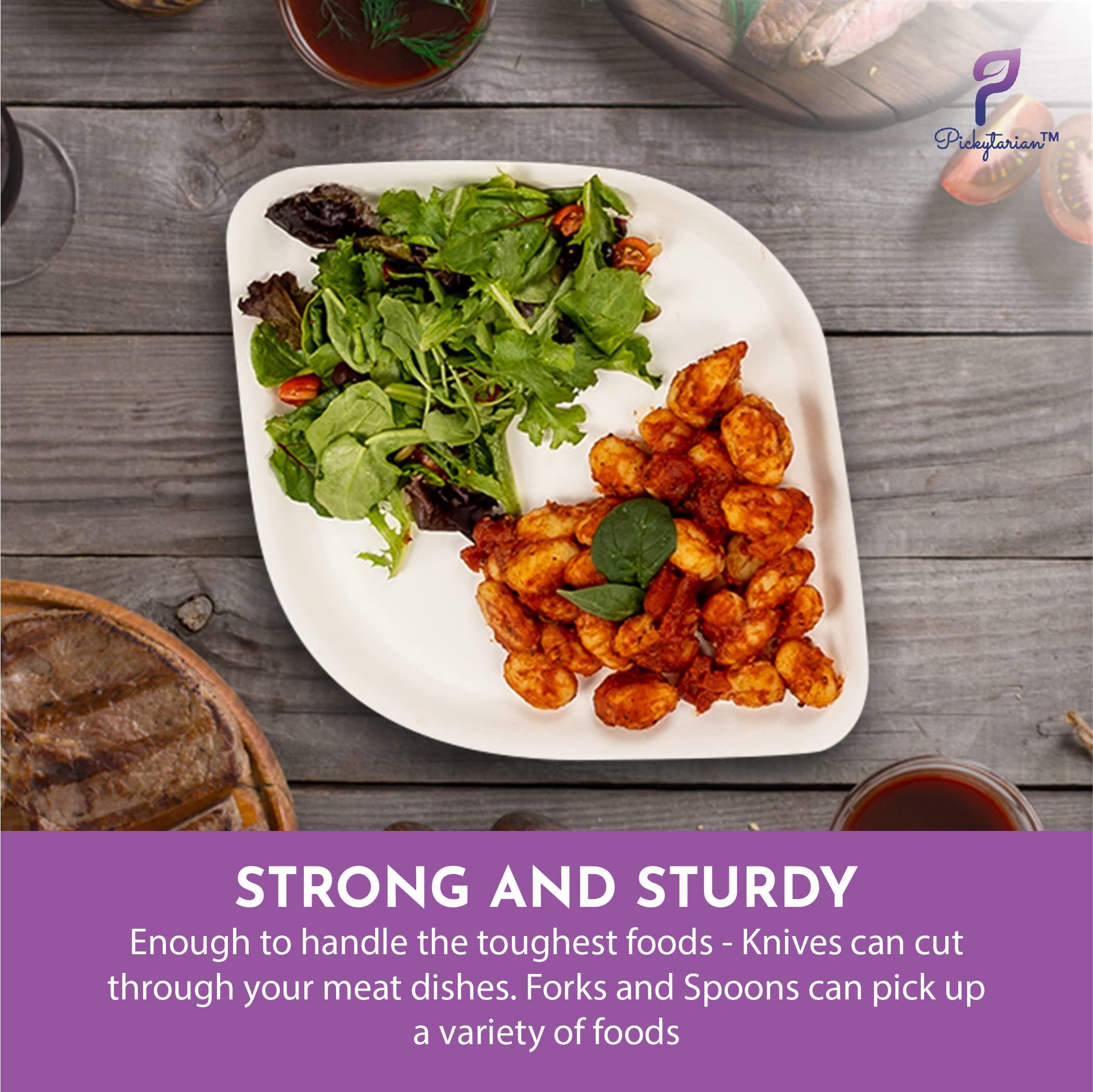 Pickytarian Pickytarian Fancy Purple Disposable Dinner Plates 10 inch 50pc - Premium Bamboo Large Plates for Wedding Party Events Birthday Holiday Meal Main Course - Compostable Better than Paper Plastic- Sturdy