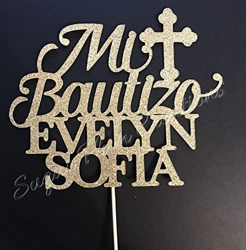 Sugar Plum Creations Custom Mi Bautizo Cake Topper, Personalized Bautizo Cake Topper