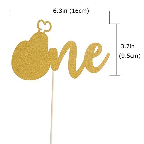 Yrrue 1st Birthday Cake Topper Decoration - Gold Glitter One Cake Topper For Baby,cute cake topper Smash Cake Decor Photo Booth Props (1st birthday cake topper-D1)