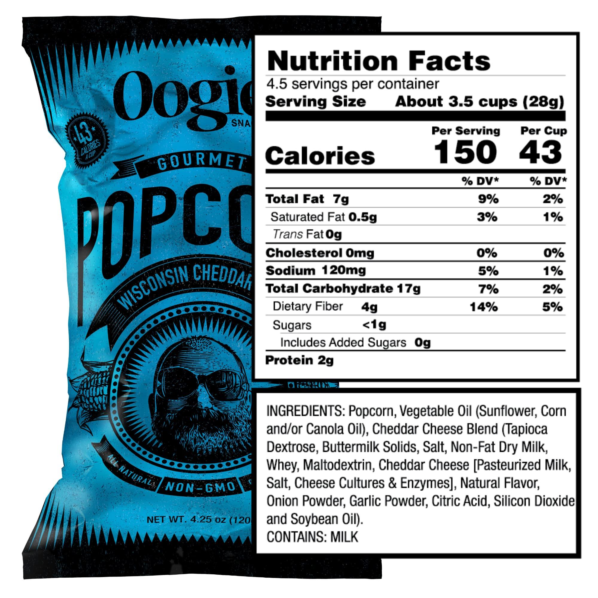 Oogie's Gourmet Popcorn Oogie\'s Gourmet Popcorn | 12 Pack | Wisconsin Cheddar 1848 Flavor | Gluten Free Popcorn Snacks | 4.25 Ounce Big Bag