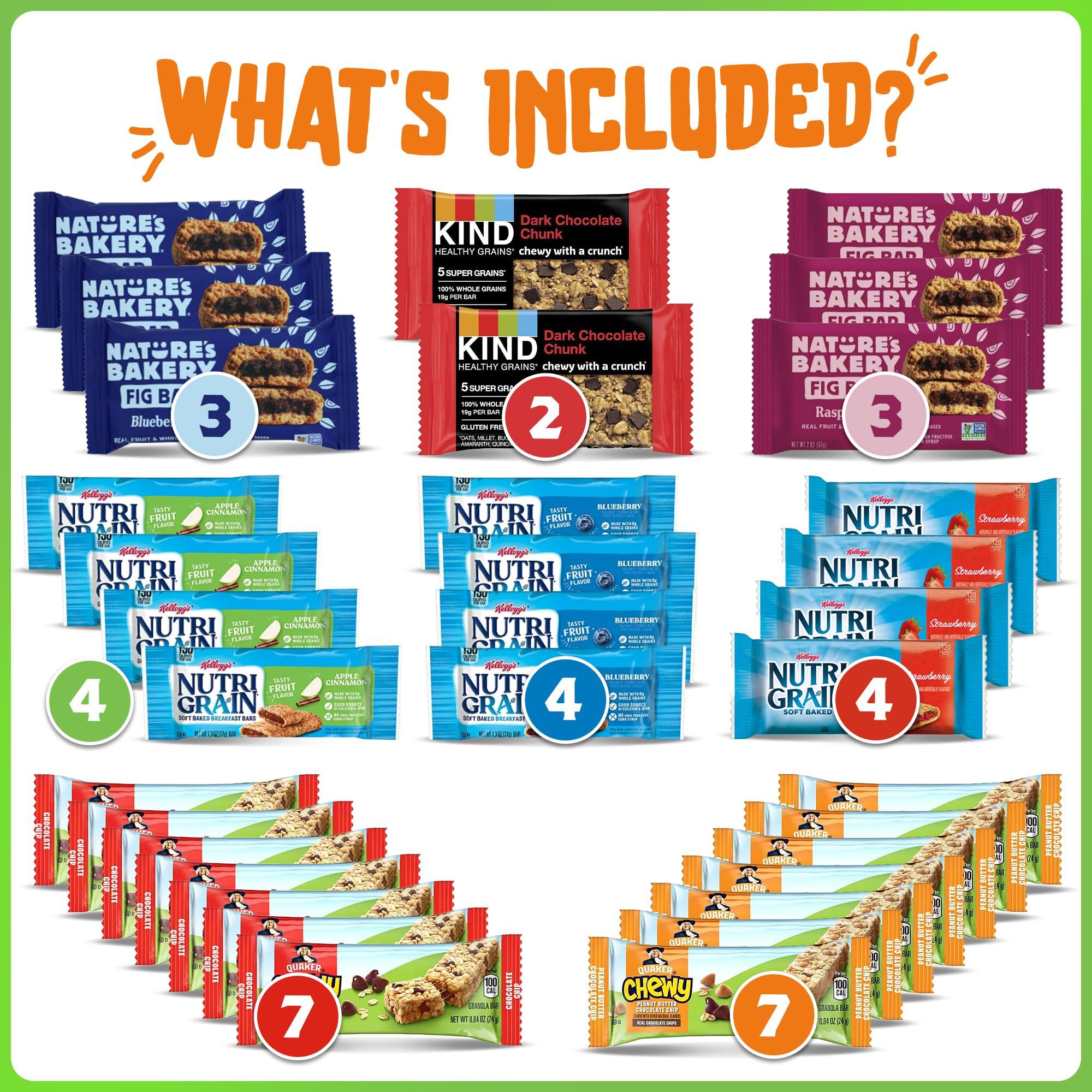 Yummey Granola Bars Bulk Variety Pack - Healthy Granola Bars Variety Snack Box for Office Snacks & Healthy Breakfast Bars - Snacks Variety Pack for Adults and Kids - Granola Bars Bulk (66 Count)