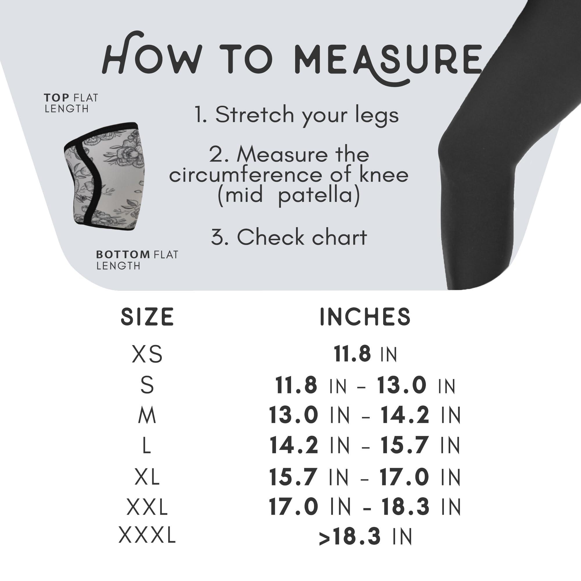 Mighty Buns Mighty Buns 7mm Neoprene Knee Sleeves Peonies V2 Large (1 Pair) - Cute High Performance Knee Sleeves, Knee Compression & Support for Weightlifting, Powerlifting, Squatting for Women and Men