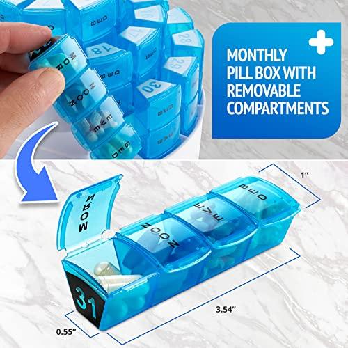 MEDca Monthly Pill Box by MEDca - Smart Prescription Organization with Multiple Daily Doses Section, Removable Compartments Perfect for Travelling