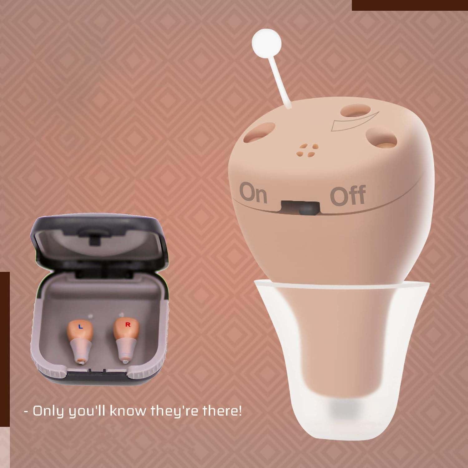 MEDca Rechargeable Hearing Amplifier to Aid and Assist Hearing, Completely-in-Canal (CIC) Nearly Invisible Mini Personal Sound Device w/Noise Cancellation & Feedback Reduction for Adults Seniors & Elderly