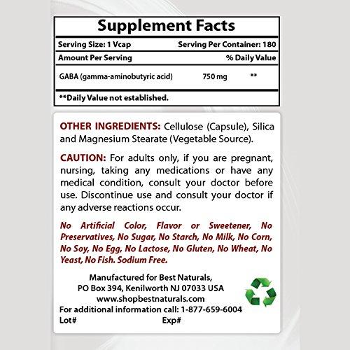 Best Naturals Best Naturals GABA Supplement 750mg & L-Theanine 200mg