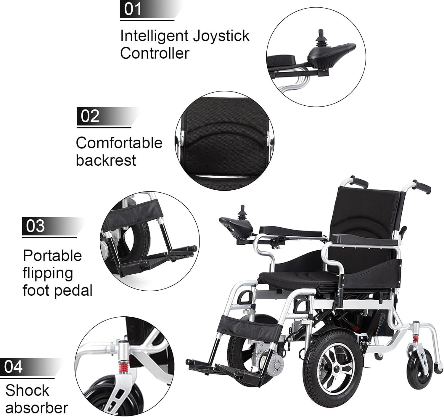 Generic Electric Wheelchair for Adults,20 Miles Long Travel Range Lightweight Foldable Power Wheelchair All Terrain Motorized Wheelchair for Seniors Compact Portable Airline Approved-Supports 330lbs