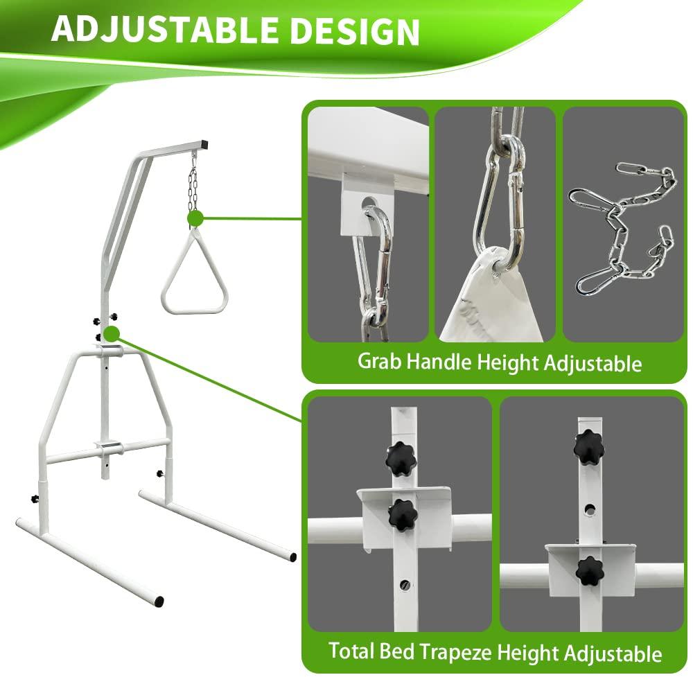 Koardink Koardink Bed Trapeze, Trapeze Bar for Bed Mobility with 300 LBS Weight Capacity Hospital Bed Triangle Pull Up Floor Stand Bar Assisting Elderly in Bed Tool-Free Assemble, Strong and Work Well