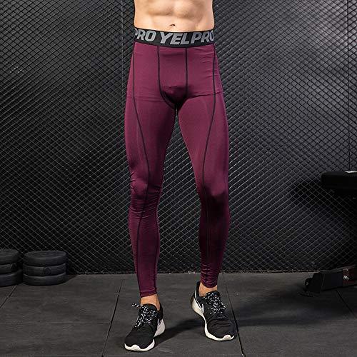N/ A N/ A Athletic Leggings for Men,Men's Compression Pants Running Tights Leggings with Zip Pocket Wine Red